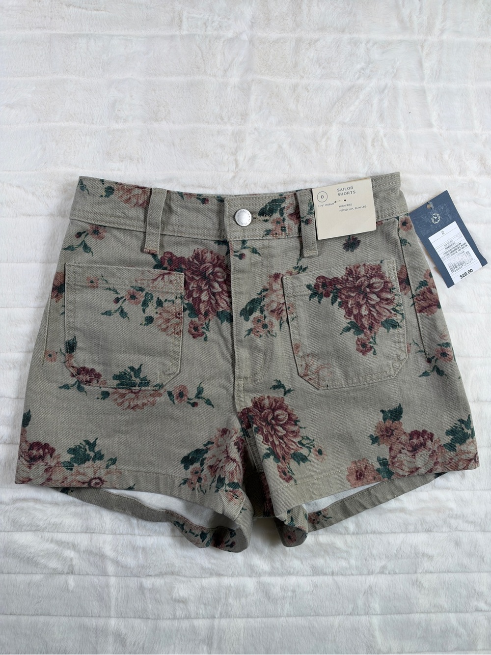 Universal Thread Floral Sailor Shorts High Rise Khaki NWT